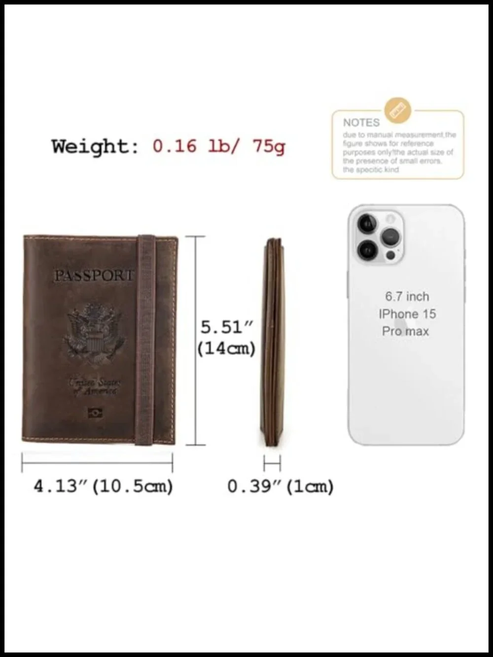 Full Grain Leather Passport Holder RFID Blocking Airtag Compatible Travel Wallet